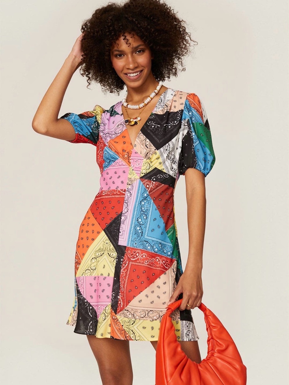 STAUD Milla Mini Dress Paisley Multicolor & Black Size 6